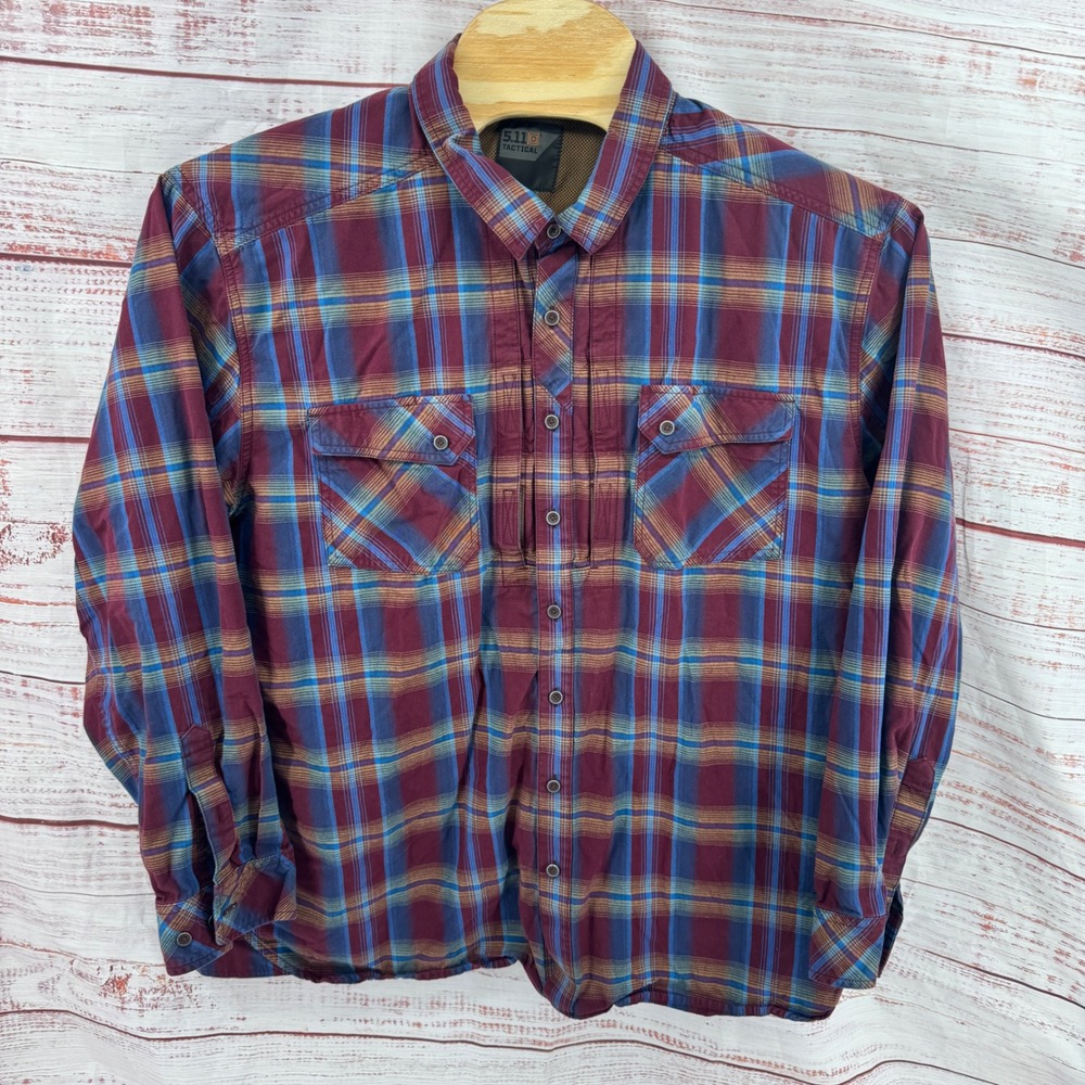 5.11 Tactical Shirt Mens 2XL Plaid Long Sleeve Button Down Conceal Pockets CCW